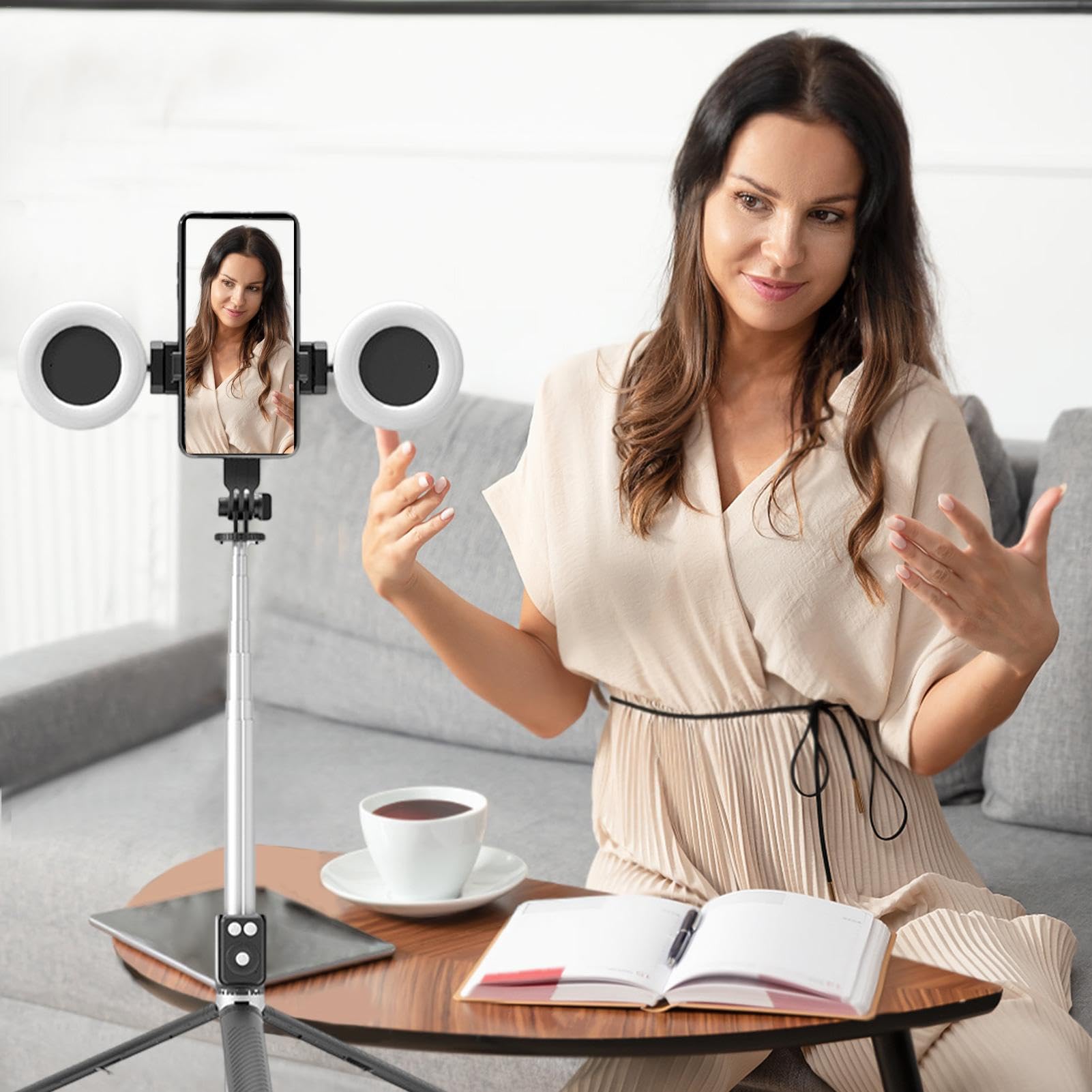 Nowy kij do selfie 6 w 1 ze ?wiat?em wype?niaj?cym, statyw do telefonu i kijem do selfie, wysuwany uchwyt statyw do telefonu z bezprzewodowym pilotem, wielofunkcyjny stojak telefon komórkowy