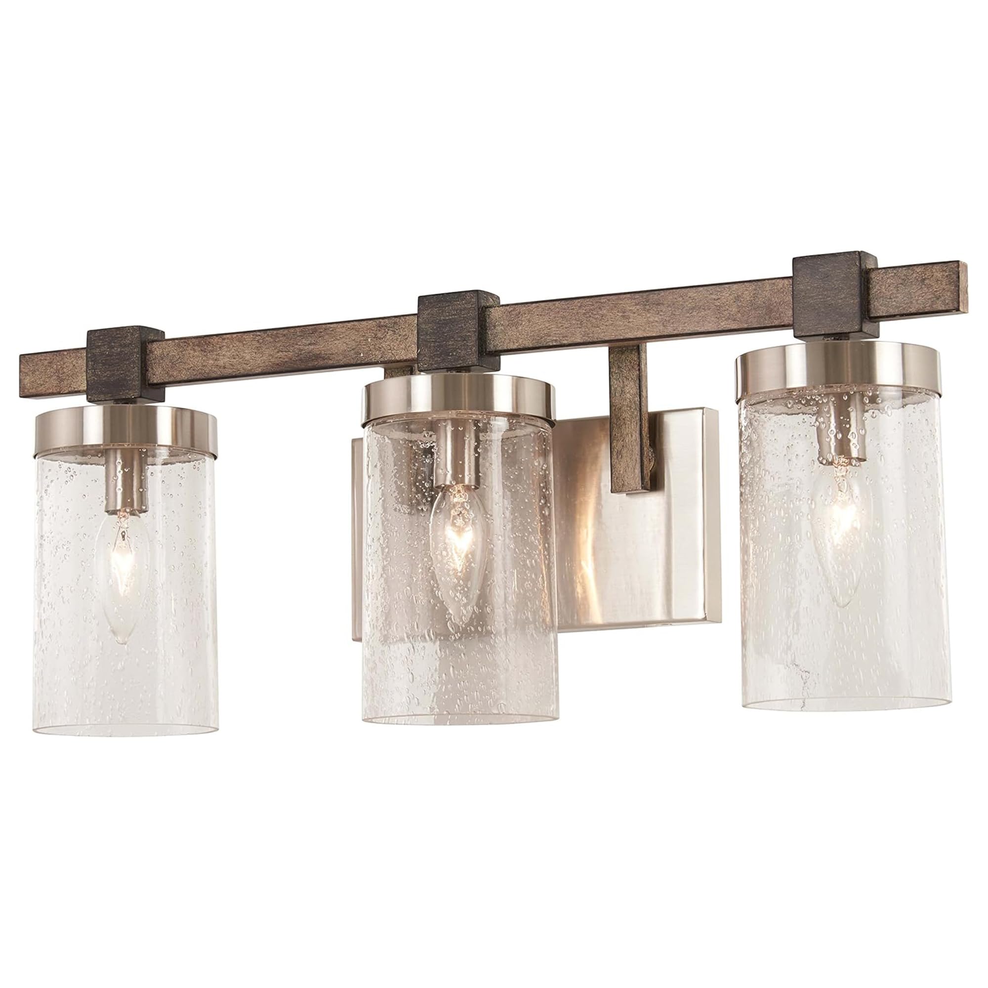 4633-106 Bridlewood Vanity Bath Light, 3-Light, 180 Total Watts, 22.5-in H x 8.75-in W, Stone Grey w/Brushed Nickel
