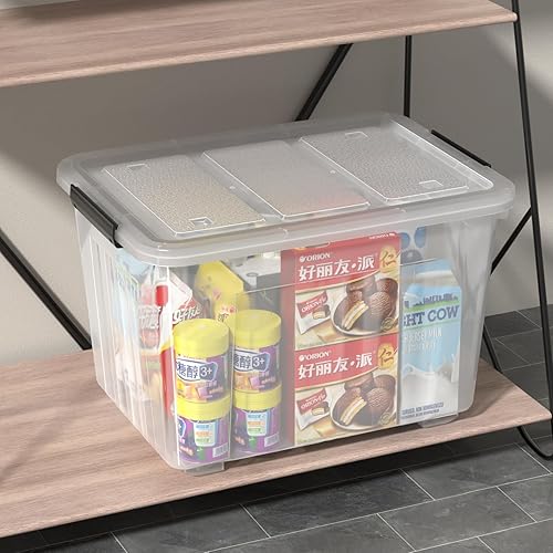 Vista 11 de Farmoon Contenedor de almacenamiento transparente de 20 cuartos de galón con asa, 4 paquetes de cajas de almacenamiento de plástico