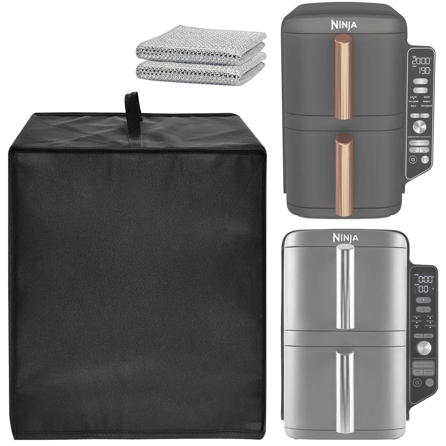 New Air Fryer Dust Cover, Heat-Resistant, Waterproof And Dust-Proof 600D Nylon Material, Compatible For Ninja/SL400UKCP/SL400UK 9.5L Capacity, Vertical Dual Drawer Air Fryer