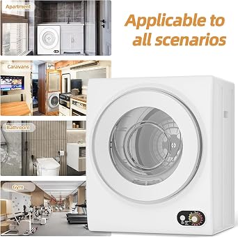 Portable Dryer 1.5 cu. ft., 850W Powerful Clothes Dryer Compact Electric Dryer with Stainless Steel Tub, Electric Machine for Small Space, Apartments, Hostels, RVs - White