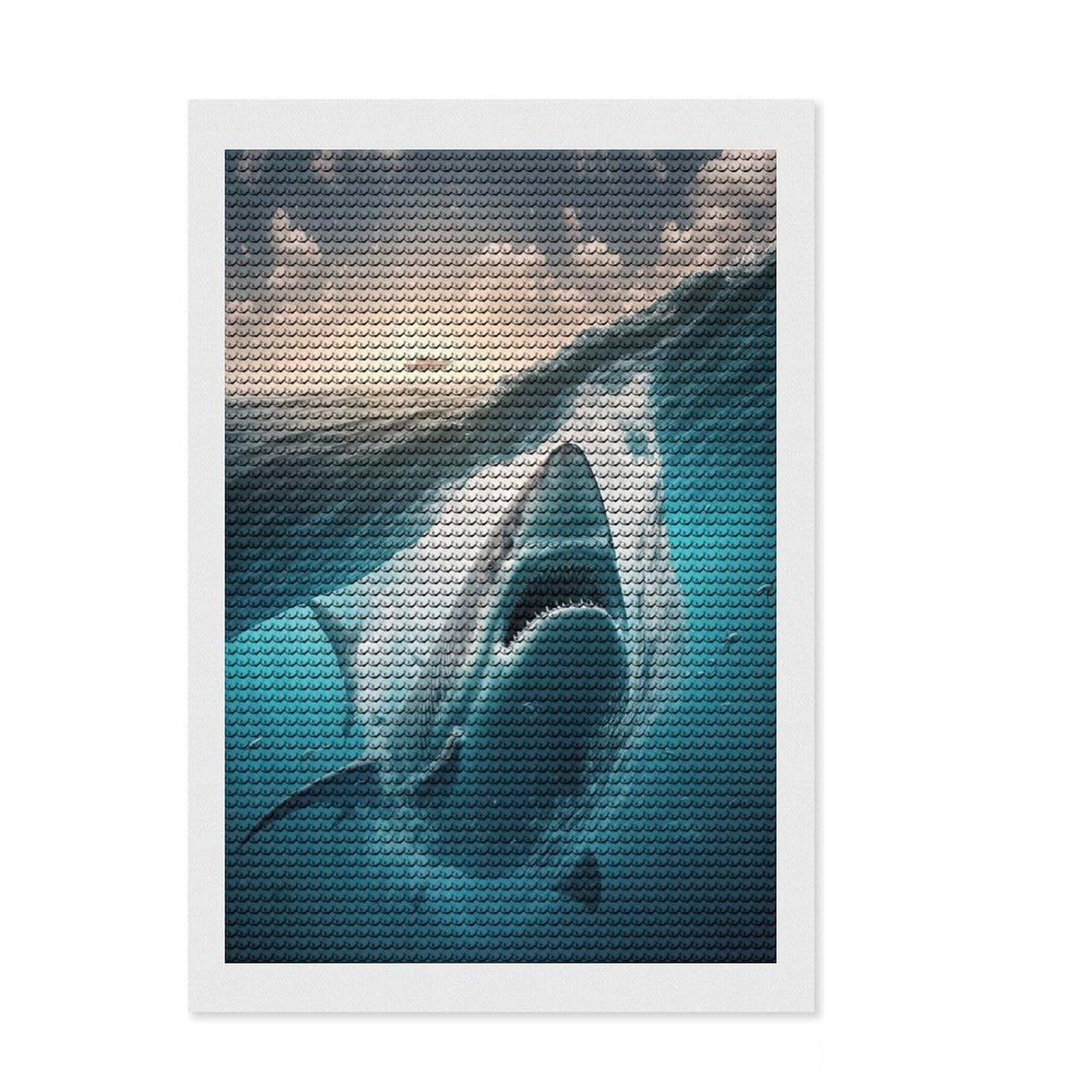 Junmoney Whale Shark Diamond Art Canvas 8"x12", for Women, Simple to Start, Modern Decor, Gift Idea, Nice Detail and Sparkle