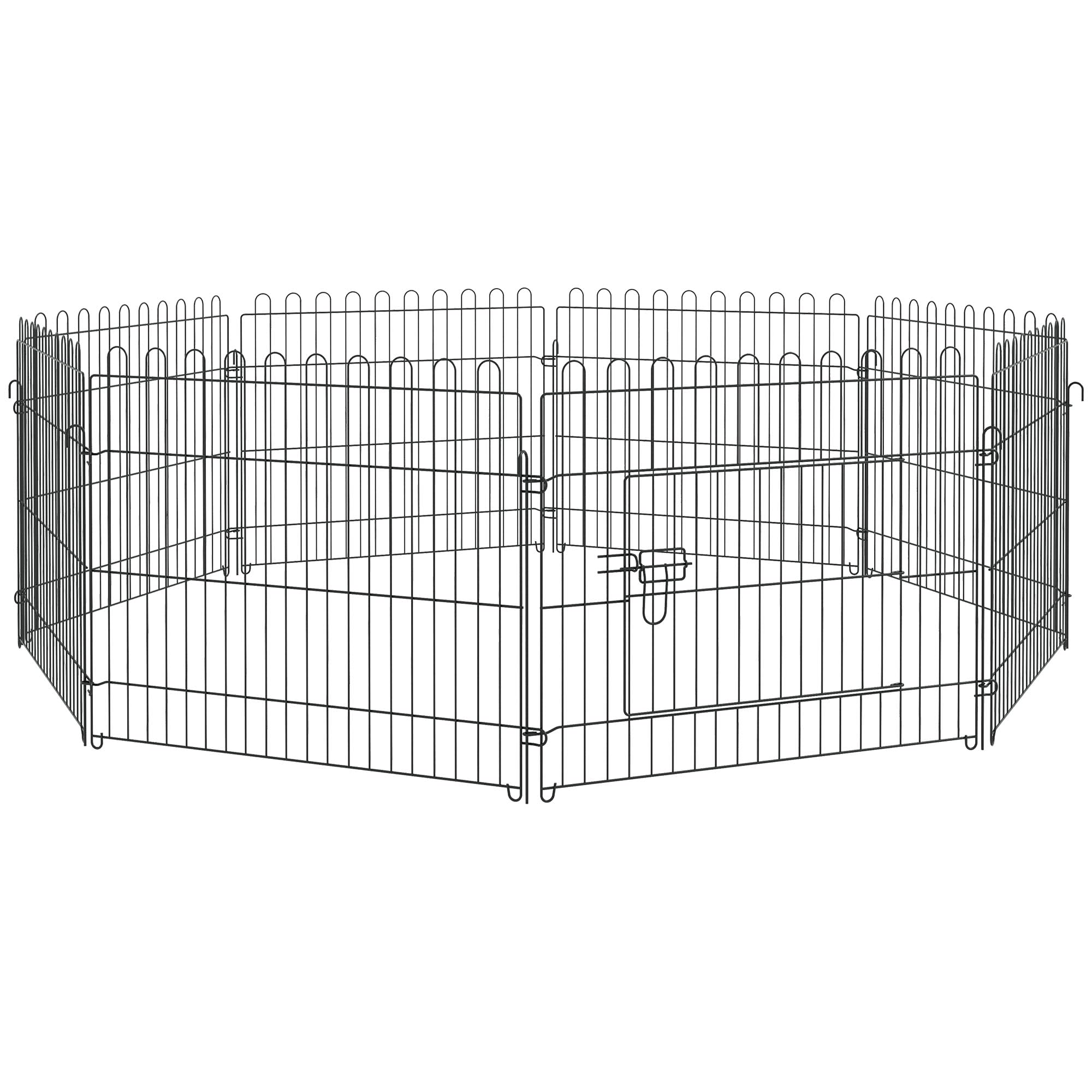 PawHut Recinto per Gatti Cani Cuccioli Gabbia perAnimali in Acciaio Φ158 x 61cm Nero