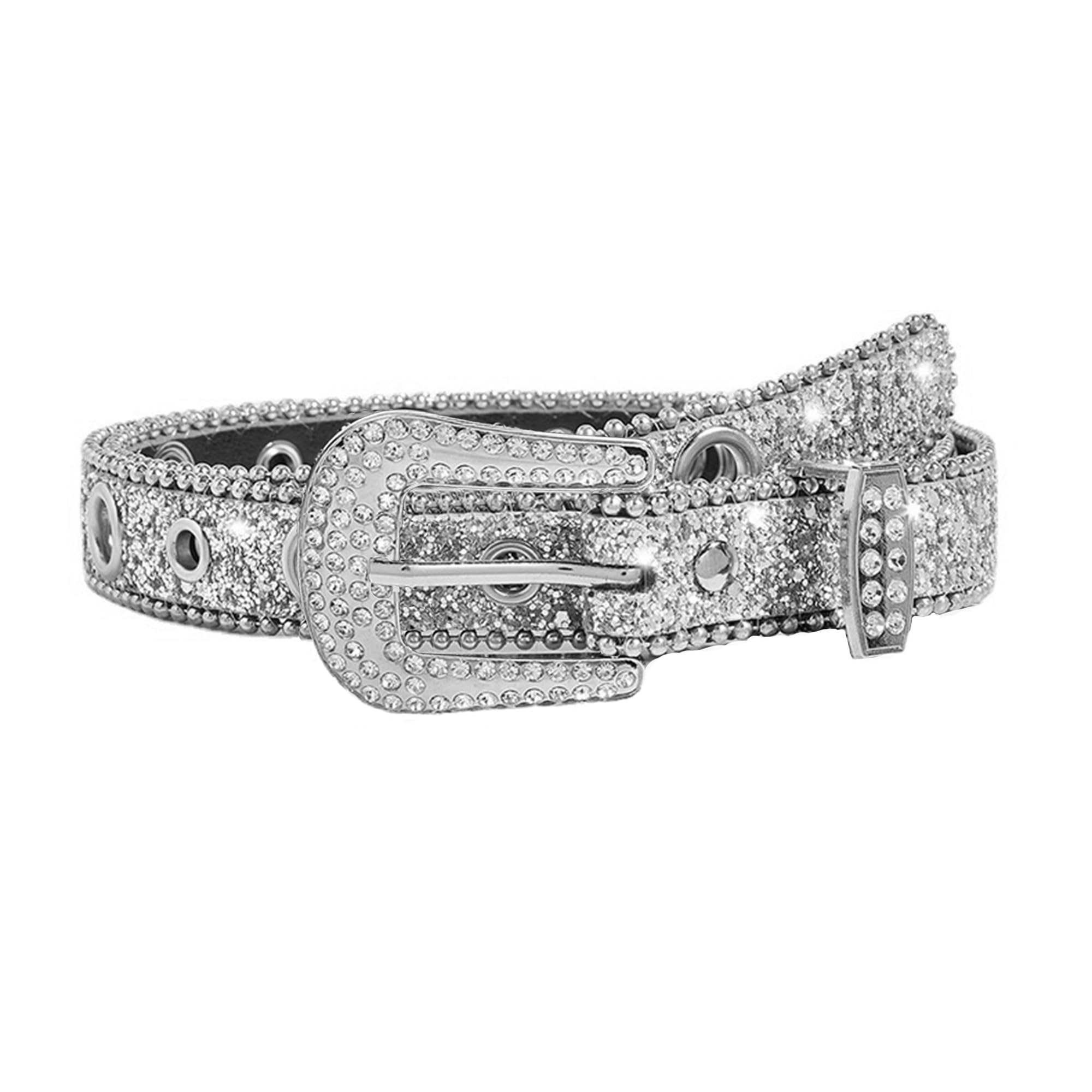 Women Men Rhinestone Belt Western Cowgirl Cowboy Bling Studded Leather Belt for Jeans Pants suit for waist 27-39