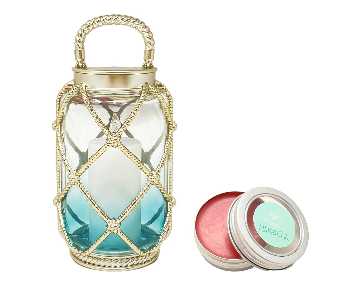 Bath & Body Works Rope Lantern Nightlight Wallflowers Fragrance Plug and a Strawberry Lip Balm