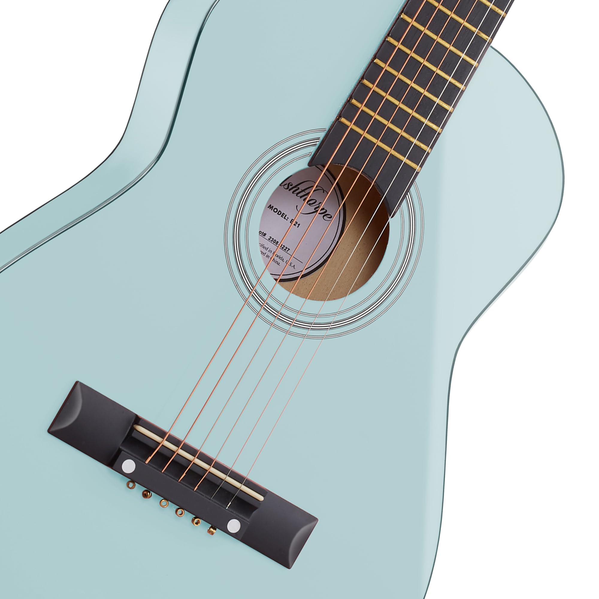 Ashthorpe Guitare acoustique pour débutant (bleu clair) - Kit de démarrage basique avec sac de transport, cordes, sangle, accordeur, médiators - 76,2 cm