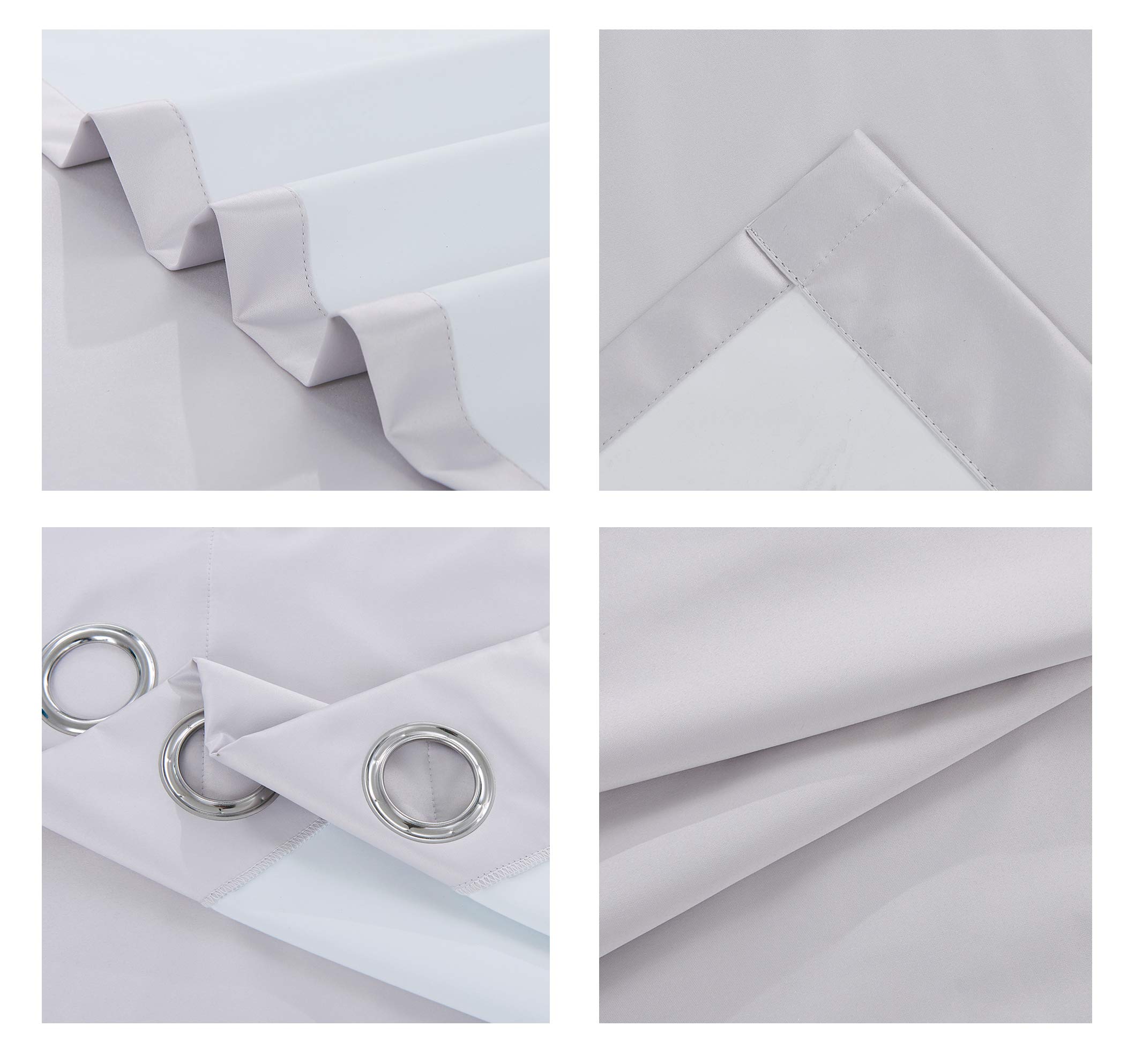 Ultra Soft Satin Sliver Grey Eyelet Curtain Window Treatment Drapes 2 panels for Bedroom, Livingroom, Kids Nursery Room W66 x L54 inch — view 4