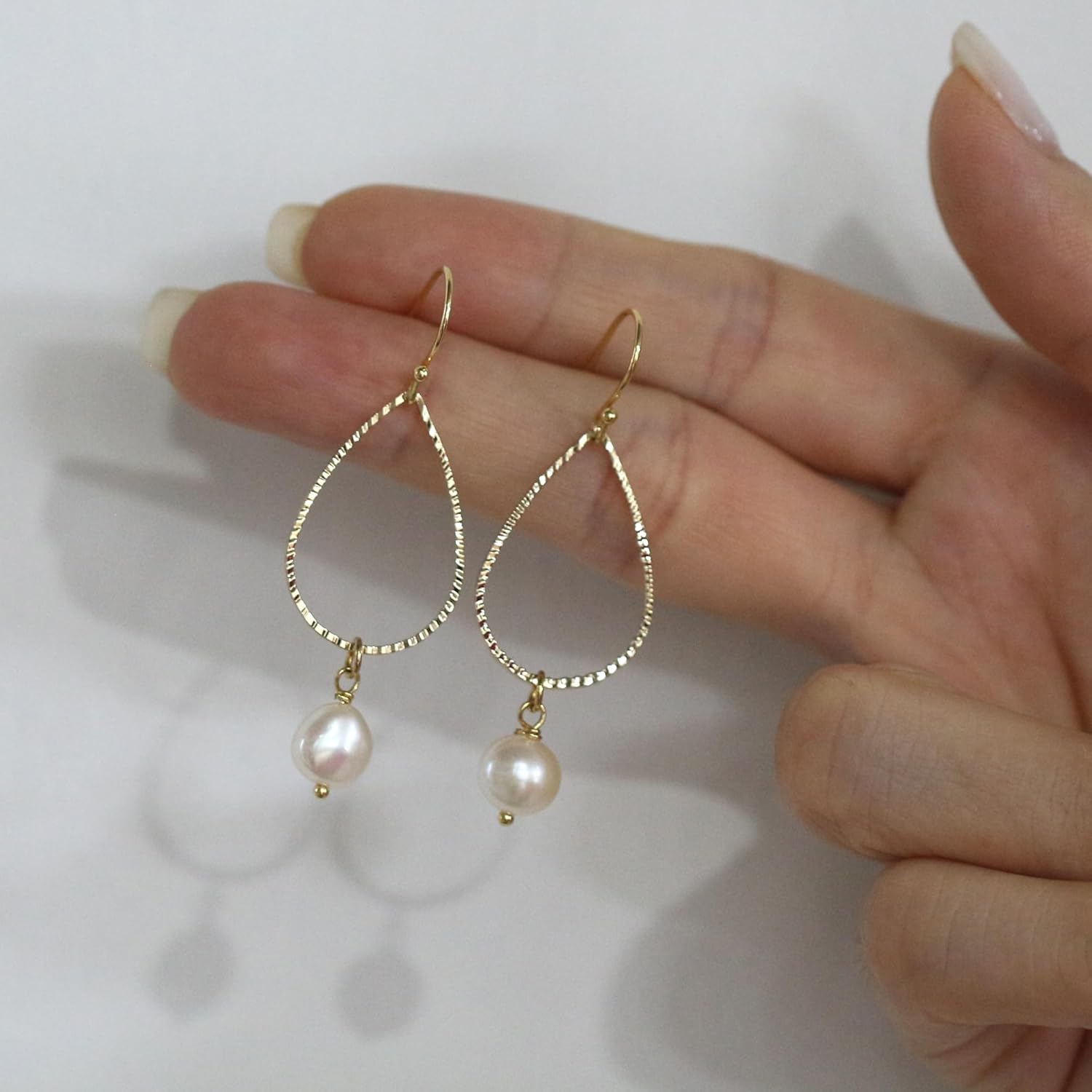 14K Gold Plated Cultured Baroque Pearl Dangling Drop Earrings for Women - Image 6