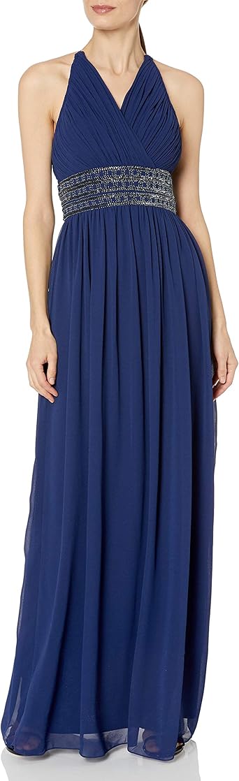blue halter gown