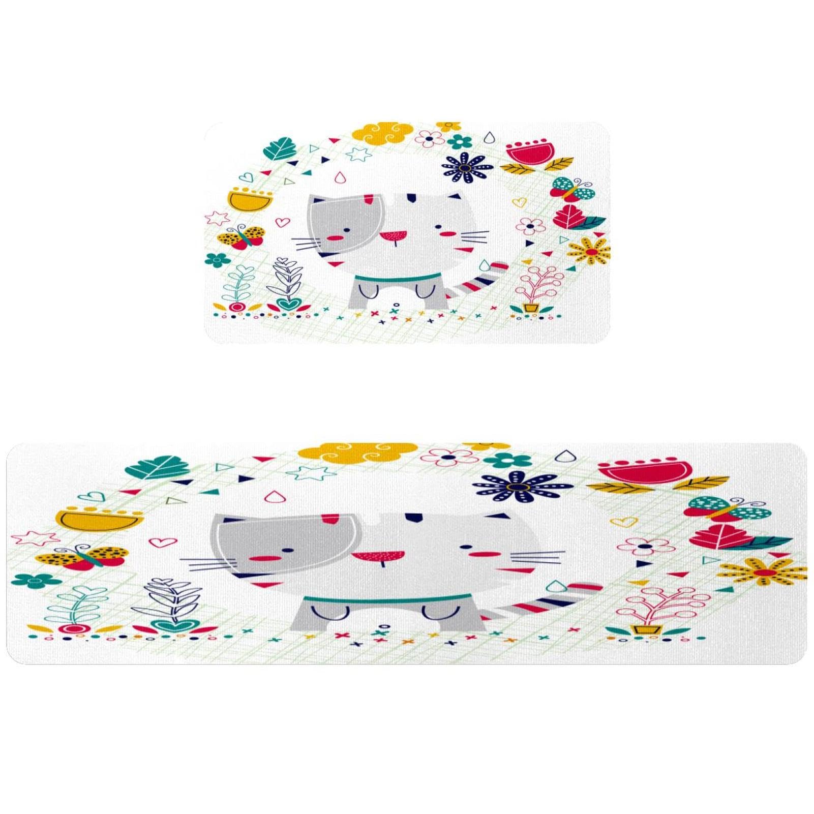 Alfombrillas de cocina antideslizantes y lavables con diseño de flores de gato