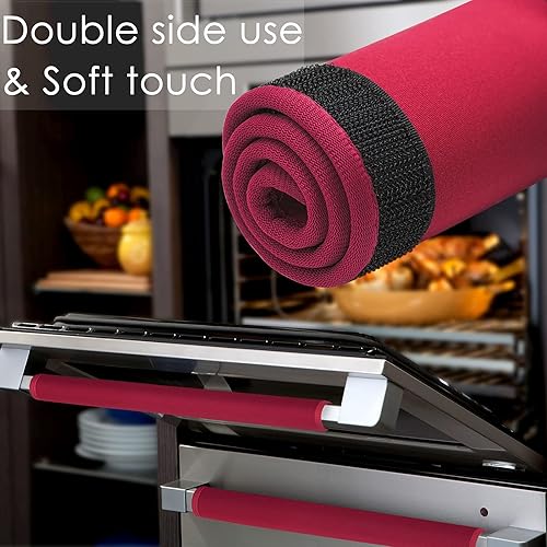 Vista 55 de 5 piezas de cubierta de manija de puerta de refrigerador, lavable para electrodomésticos de cocina, nevera, horno, microondas, lavavajillas, Cian