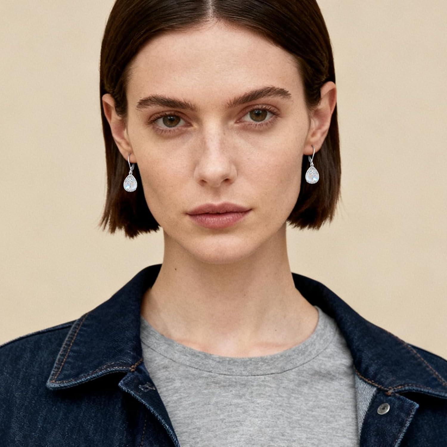 Eusense Sterling Silver Dangle Earrings for Women Tree of Life Animals Moonstone Turquoise Leverback Earrings Jewelry Gifts - Image 7