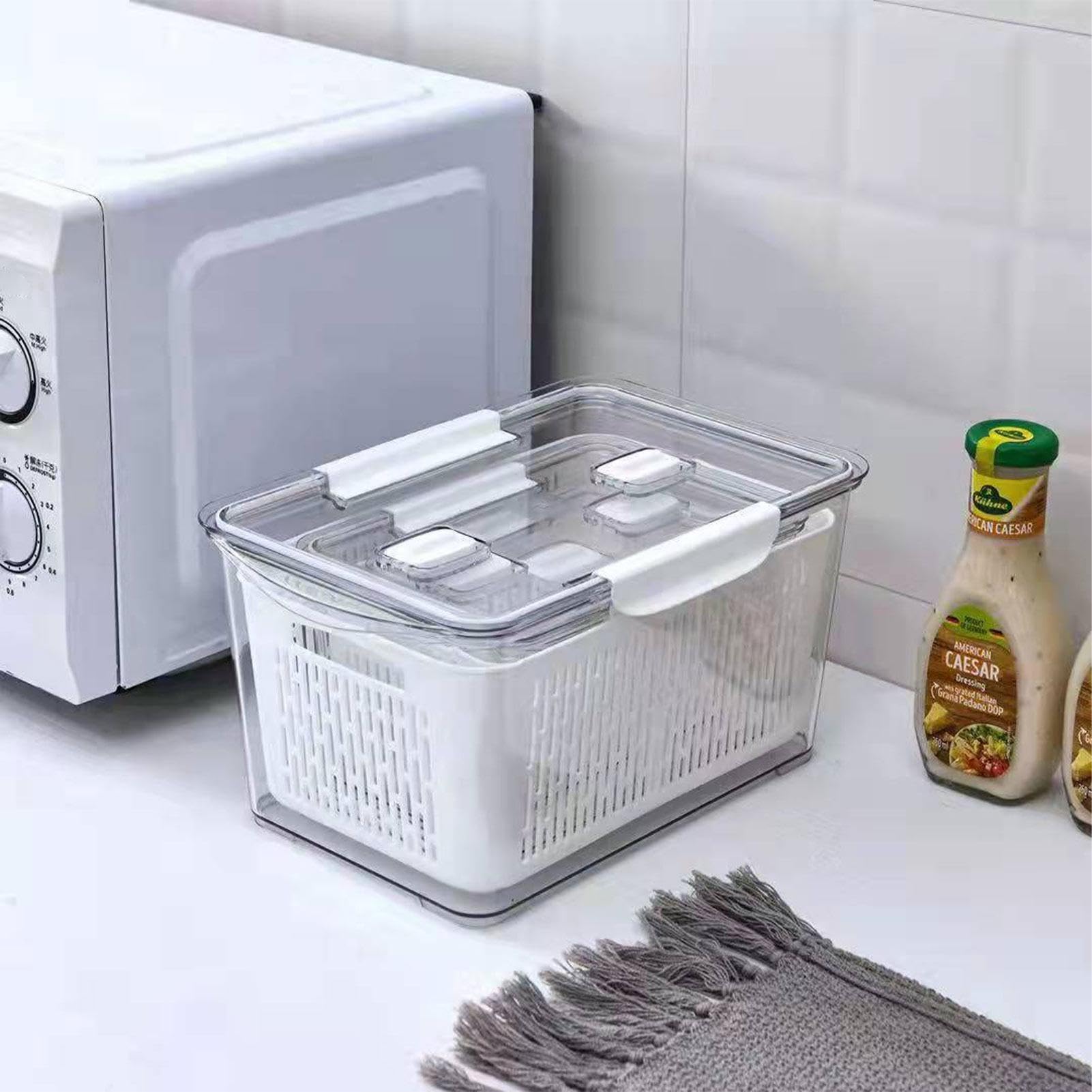Behälter für Kühlschrank-Organizer, Obstsiebbehälter, stapelbares Obstsieb | mit 3-teiliger Kühlschrank-Box | Lebensmittelbehälter Set mit Manig