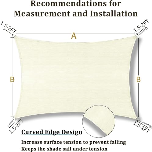 Miniatura 5 de Shade&Beyond - Toldo tipo vela rectangular de 10 x 8pies para proporcionar sombra y bloquear radiaciones ultravioleta, para patio, porche o