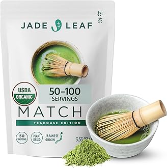 Jade Leaf Matcha Organic Ceremonial Grade Matcha Green Tea Powder - 100% Pure Japanese First Harvent Green Tea for Ceremonies, Usucha, Lattes 100g / 3.53 Ounce Pouch (Pack of 1)