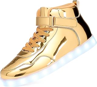 Unisex LED Leucht Schuhe High-Top Licht Blinkt Sneaker USB Aufladen Shoes für Damen Herren