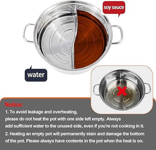 Miniatura 6 de MyLifeUNIT Shabu Shabu - Olla caliente de acero inoxidable 304 de 4.5 cuartos de galón con divisor, utensilios de cocina de sopa de 11.8 pulgadas