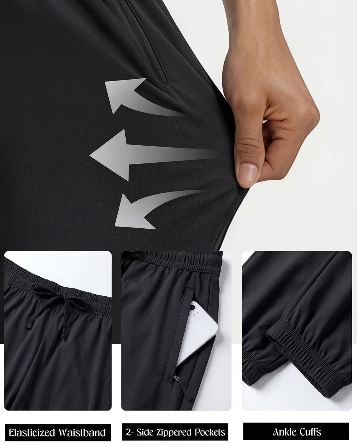 Coume 2 Pack Women's Lightweight Joggers Quick Dry Stretch Athletic Workout Joggers Travel Running Hiking Pants with Pockets