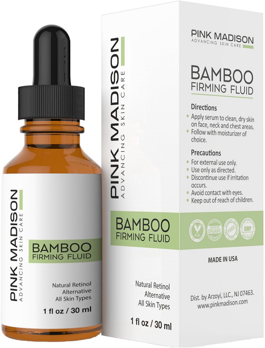SKIN TIGHTENING Bamboo Firming Fluid BEST FACE FIRMING SERUM Vegan Organic Bamboo Serum + Coconut extract - Powerful active age firming product making skin appear Taut + Lifted through increased Collagen & Natural Retinol Alternative. All skin types especially mature. Use on Face Skin Body to Plump & Hydrate dull skin. Satisfaction 100% GUARANTEED, 1oz