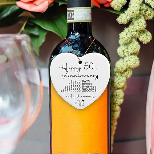 Miniatura 4 de Adorno de 50 aniversario de boda, regalos para pareja, 50 aniversario, regalos de boda para padres, adorno de recuerdo, placa de corazón, feliz