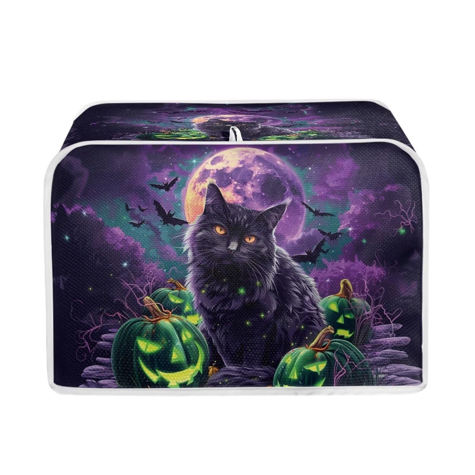 Xoenoiee Black Cat Pumpkin Bats Print Toasters Cover 4 Slice Toasters Cover Bread Maker Cover Kitchen Small Appliance Cover Toaster Oven Cover Halloween Decor