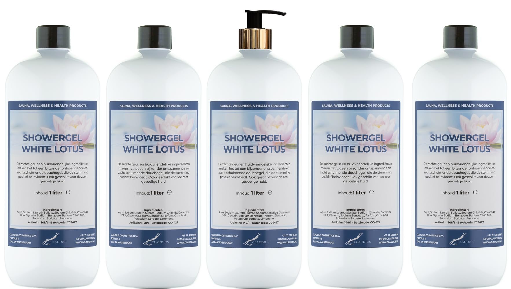 Duschgel White Lotus 5 x 1 Liter mit Goldpumpe