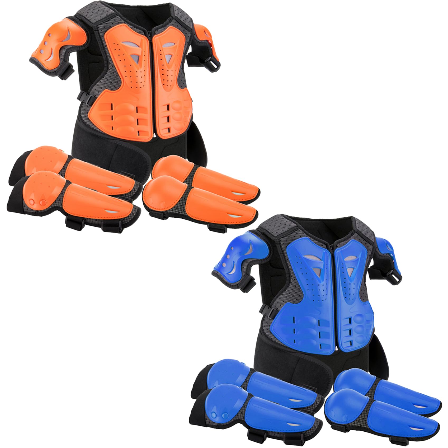 Armatura per corpi motocross per bambini armatura moto armatura protettiva regolabile per gli ingranaggi protettiva armatura resistente alla moto per skateboard bici, set blu 1