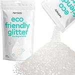 Hemway Eco Friendly Biodegradable Glitter 100g / 3.5oz Bio Cosmetic Safe Sparkle Vegan for Face, Eyeshadow, Body, Hair, Nail and Festival Makeup - Extra Chunky (1/24 0.040 1mm) - White Iridescent
