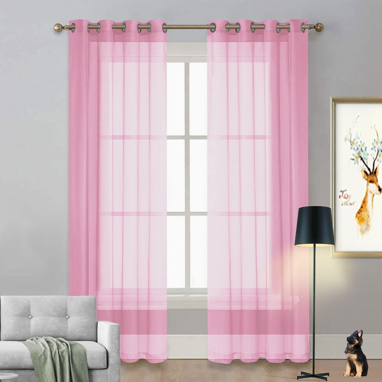 LIUNADM Voile Curtains, Blackout Eyelet Curtains 50 x 85 cm Black Out Thermal, Room Darkening Blackout for Eyelet Curtains, Bedroom Curtains for Bedroom, Kitchen, Nursery, Pink