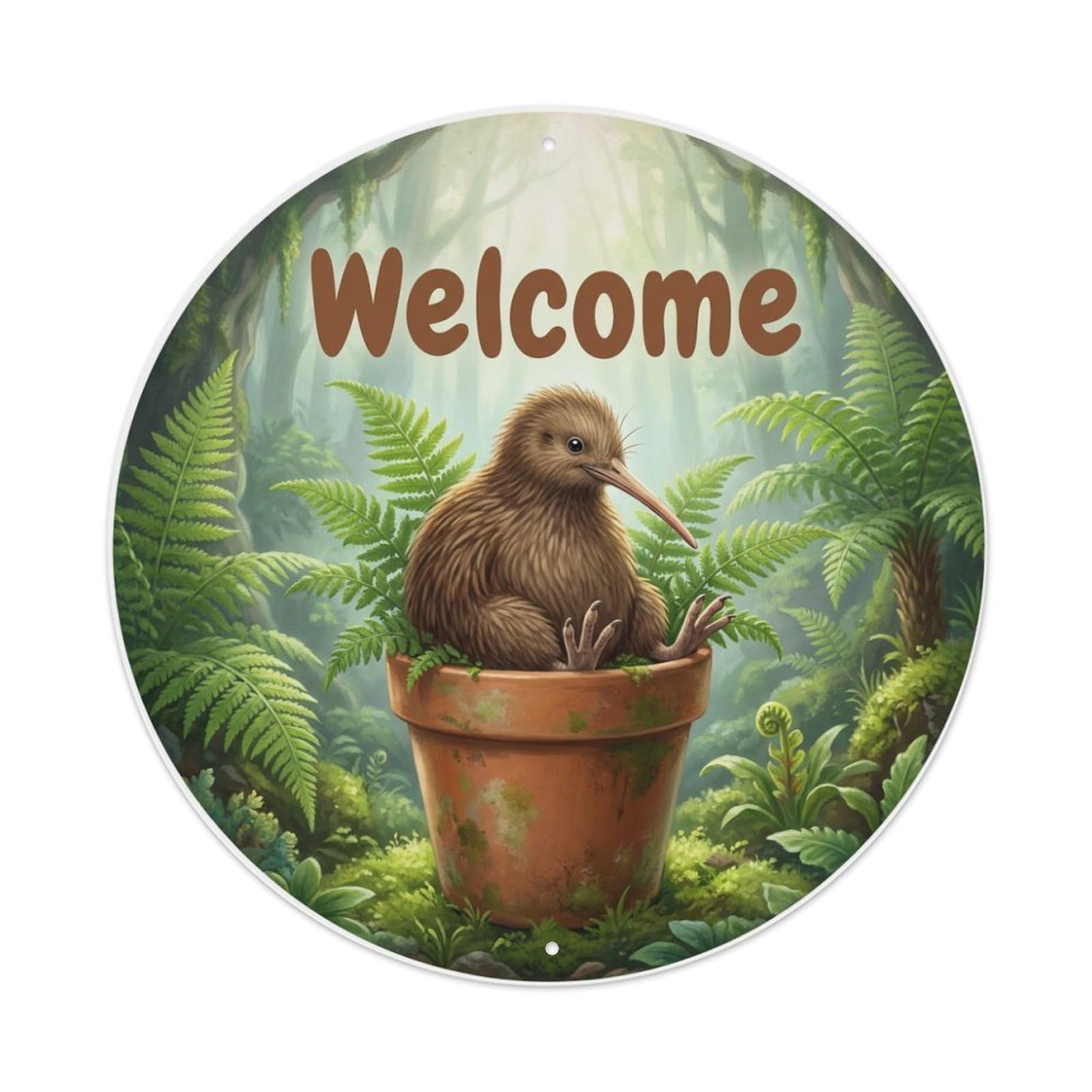 Metal Tin Sign Welcome Kiwi Fern Grotto 1