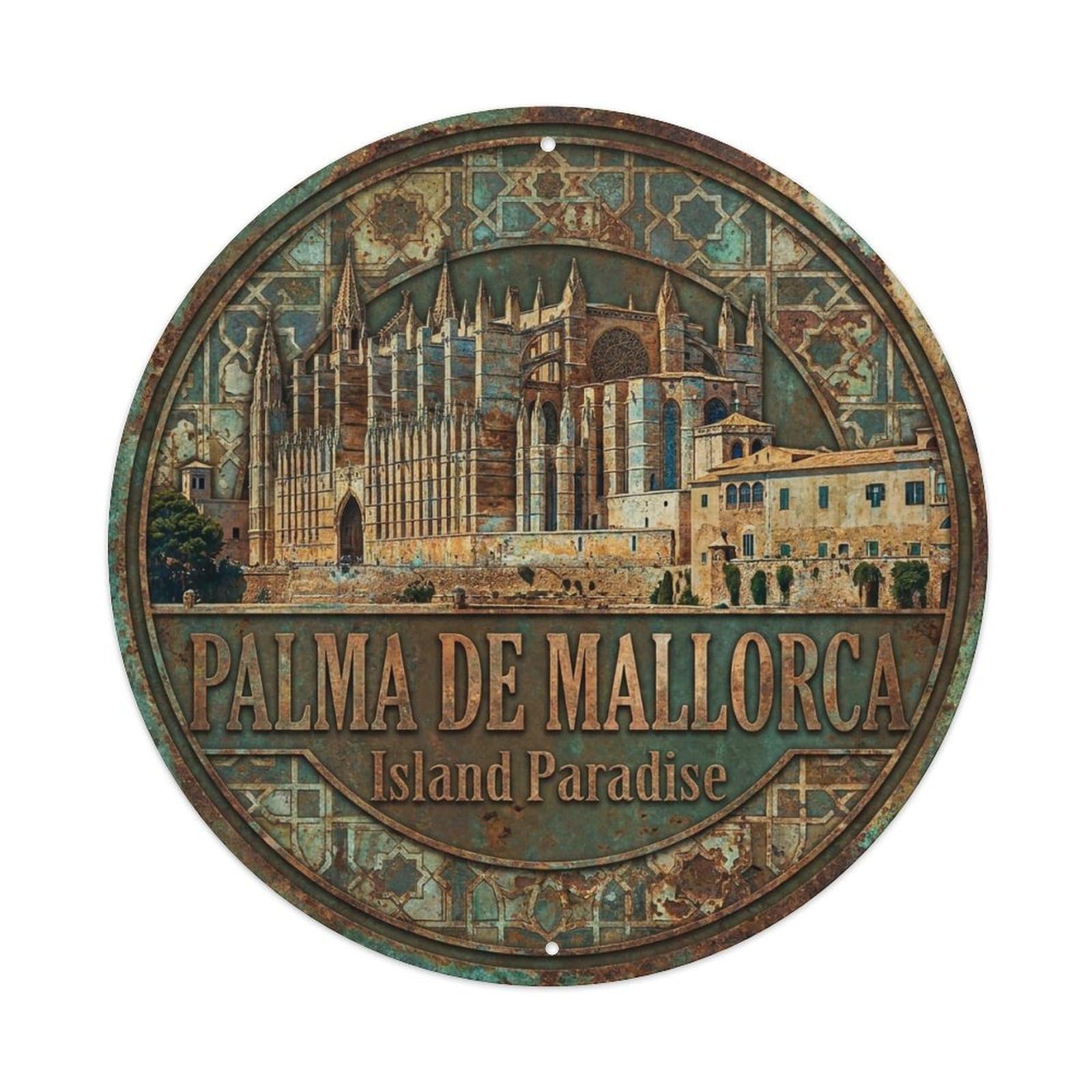 Vintage Travel Palma Spain Collectible Metal Tin Sign