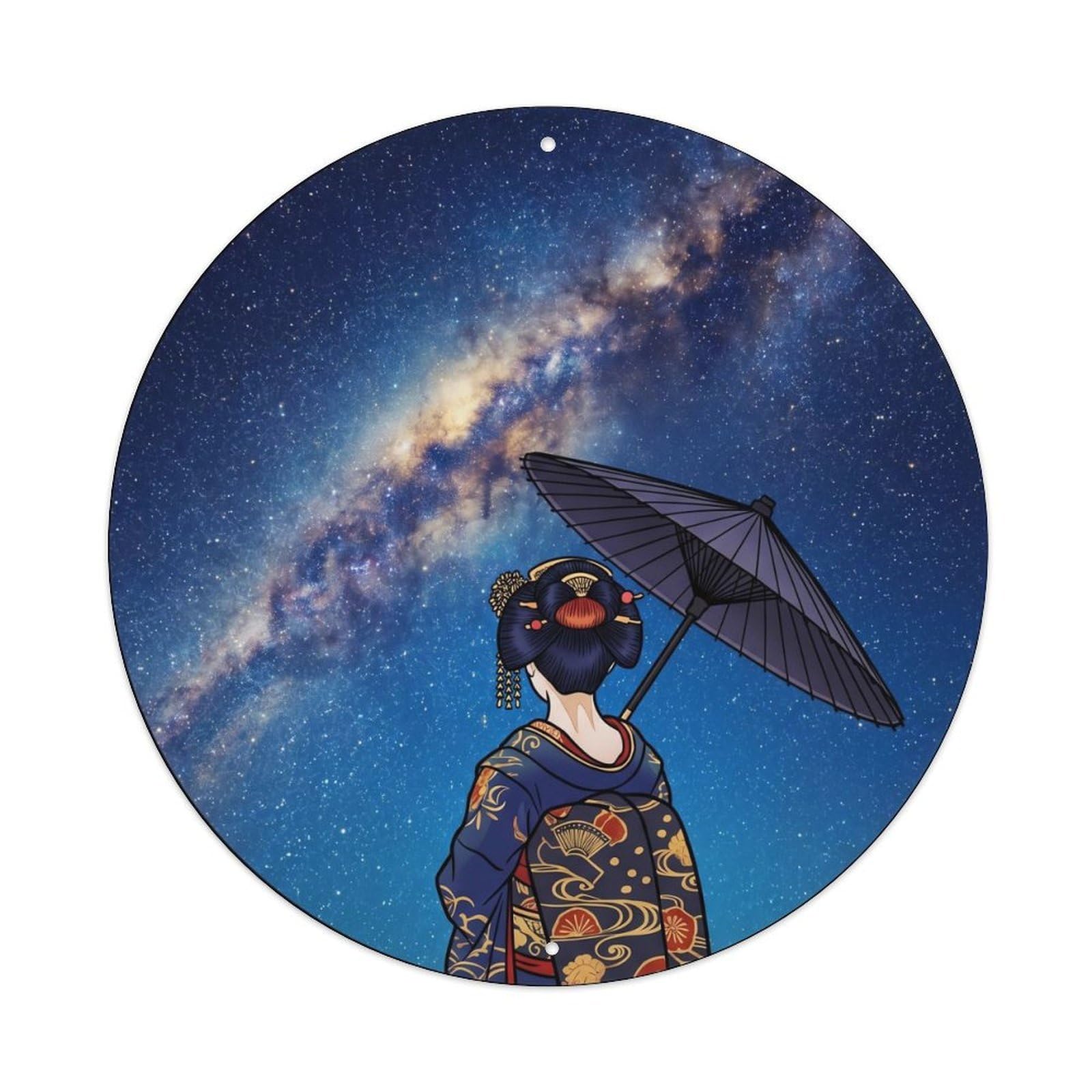 Galvaxio Style Japanese Kimono Woman Starry Sky Milky Way Celestial Metal Tin Sign