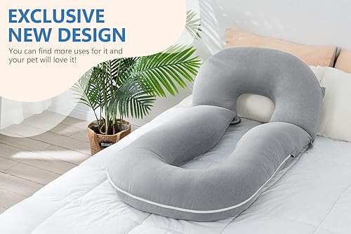 Miniatura 7 de INSEN Almohadas de embarazo, almohada corporal desmontable para dormir, enfermera y relajarse, almohadas de embarazo multiusos para mujeres