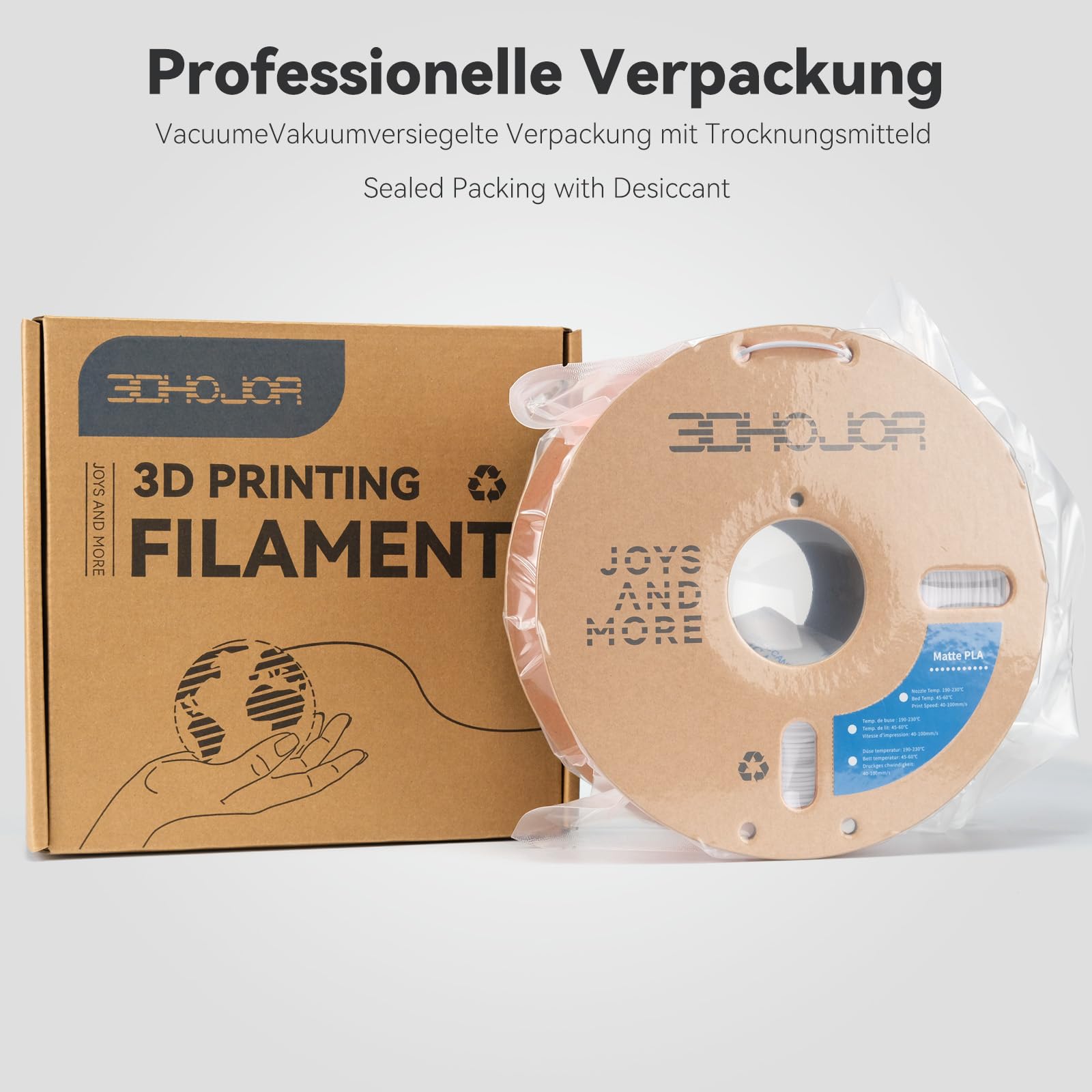 3DHoJor Matte PLA Filament Cremeweiß 1KG, Matte Oberfläche 3D Drucker Filament, Mattierte Textur, Maßgenauigkeit +/- 0.02mm, für die meisten FDM 3D Drucker