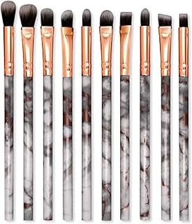 Juego de 10 brochas de maquillaje con patrón de mármol, para base, sombra de ojos, corrector, rubor, juego de brochas de maquillaje, color marrón
