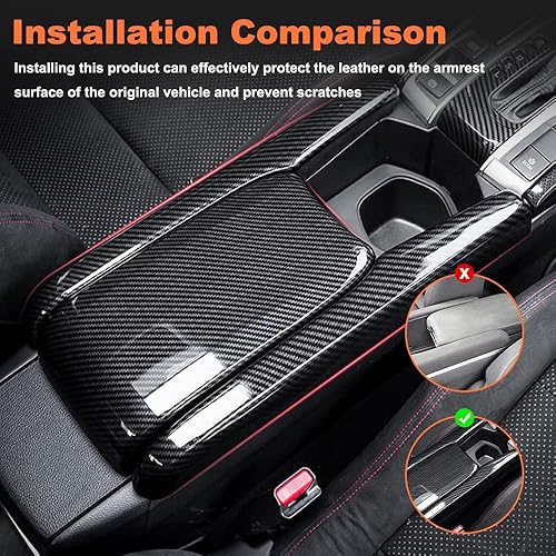 Miniatura 2 de Cubierta protectora para reposabrazos de consola central, compatible con Honda Civic de 10 generación 2016-2021, caja protectora para reposabrazos