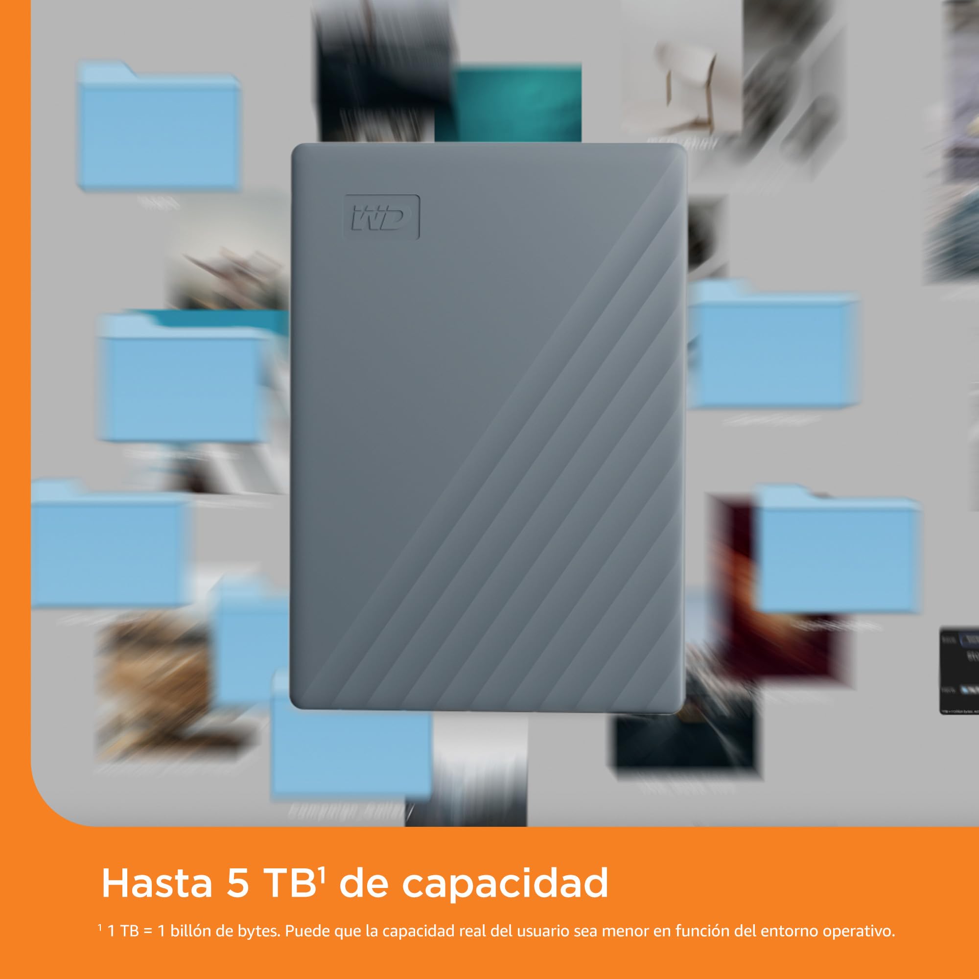 WD 2TB My Passport Compatible con USB-C, Disco Duro Externo Portátil, USB 3.2 Gen 1/USB 3.0, Copia de seguridad y protección con contraseña, Formateado para Windows, ChromeOS y MacOS, Gris