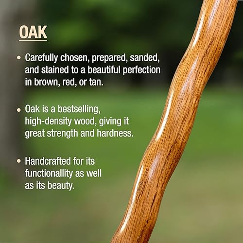 Miniatura 3 de Brazos Handcrafted Wood Walking Stick, Twisted Oak, Traveler Style, for Men & Women, Made in The USA, 55"