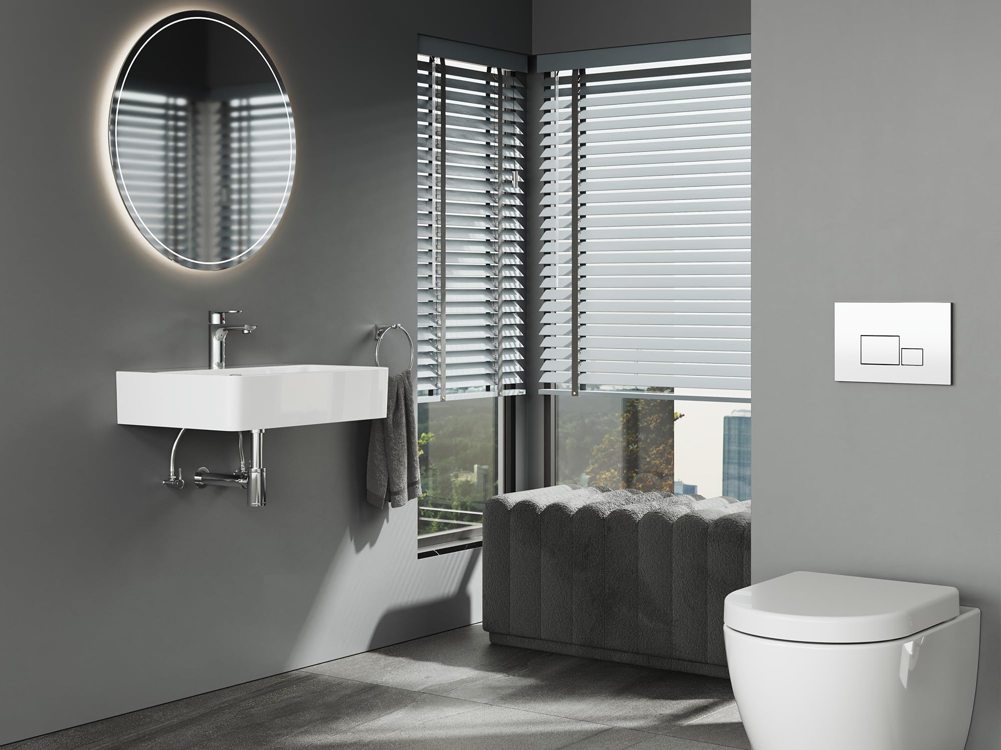 Aqua Bagno Keramik Waschbecken 60cm, Modernes Design für Bad & Gäste-WC, Aufsatzwaschbecken weiß