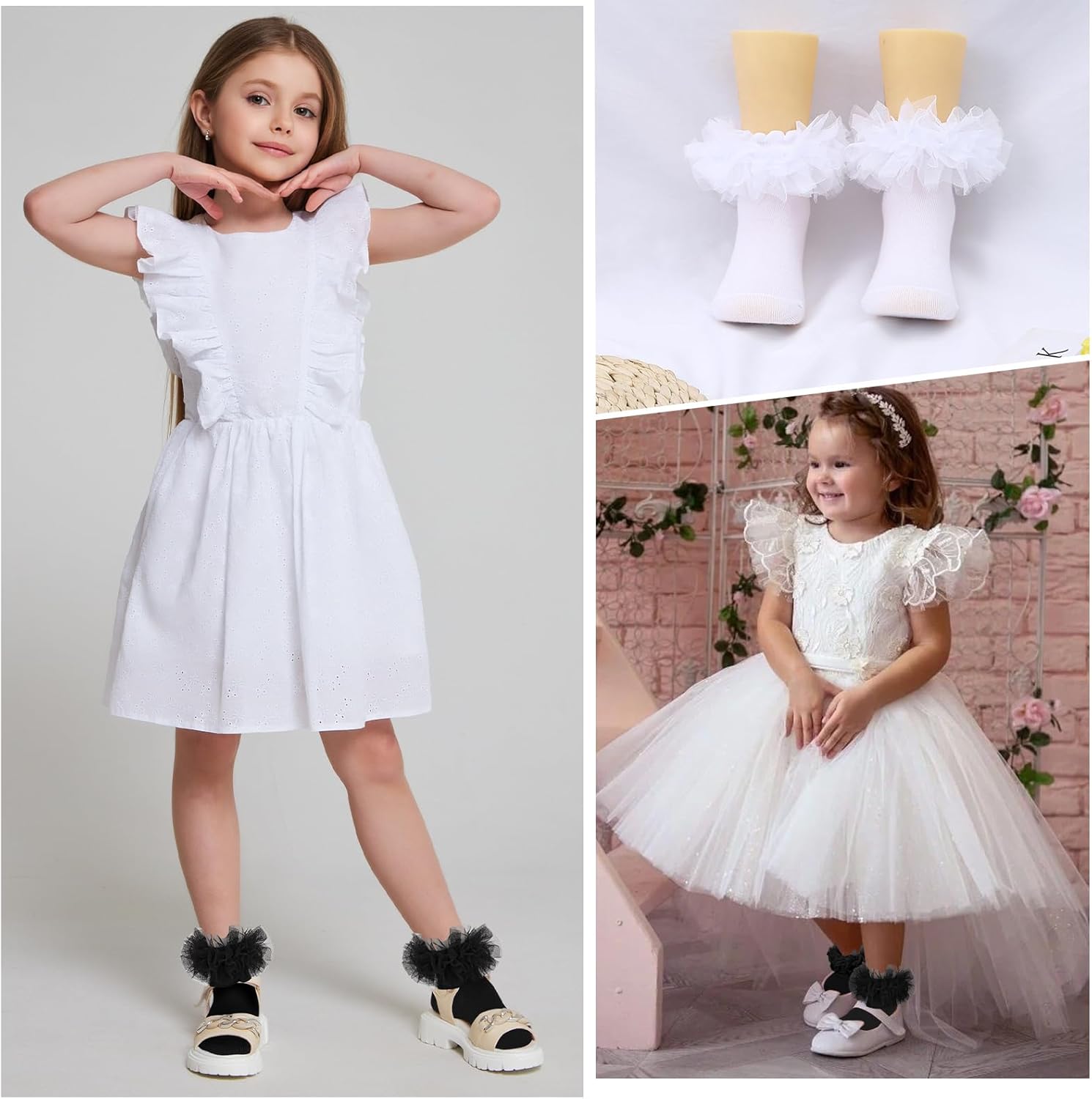 Grils Ruffle Socks Toddler Double Frilly Fluffy Princess Dress Cotton Sock Tutu Socks for Girls/Baby/Toddler - Image 2