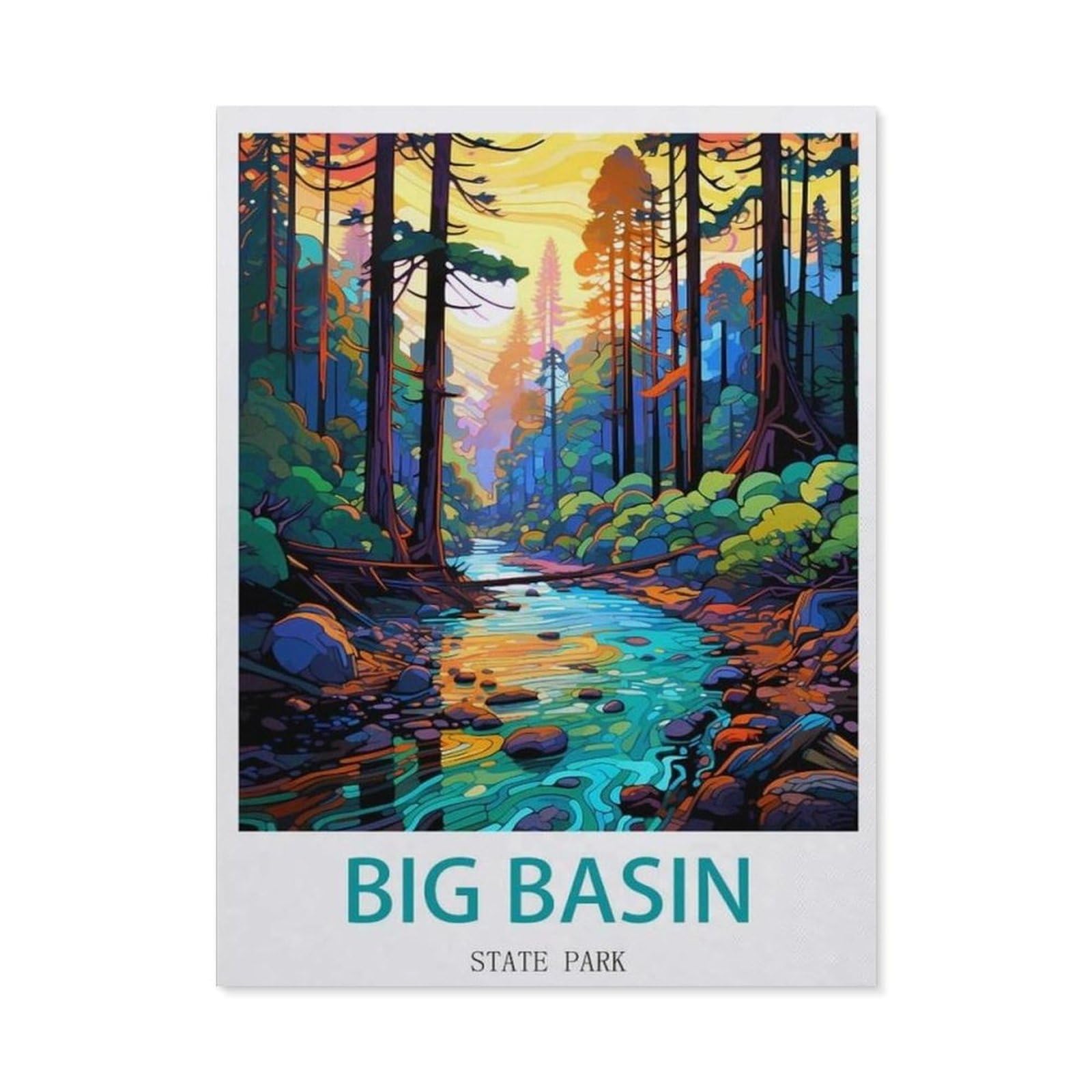 Vintage Wall Decor Metal Poster Plaque，Big Basin State Park，Sign Farmhousenostalgic Tin Sign For Home Cofe Kitchen Pub Bar Wall Decor(15x30cm）6x12 inch-EE86