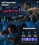 LIGE Smart Watch for Men with Flashlight,1.43" Smartwatch with 530mAH,Always Display,100+ Sports Modes,Health Tracker,IP68 Waterproof Smart Watch for Android iOS Black 3 Straps