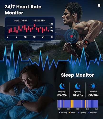 Miniatura 5 de LIGE Reloj inteligente para hombre con linterna, reloj inteligente de 1.43 pulgadas con pantalla siempre, más de 100 modos deportivos, 530 mAh,