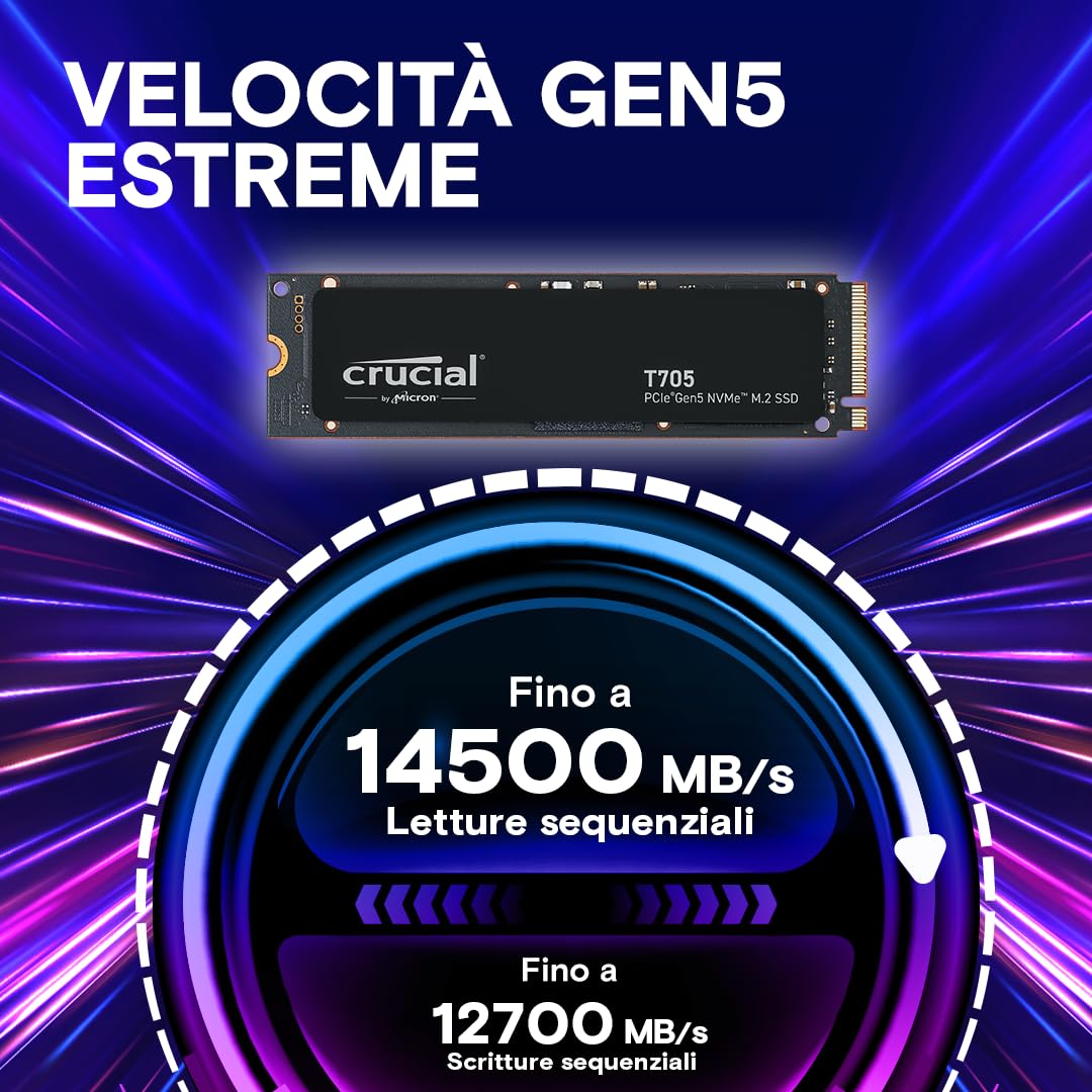 Crucial T705 2TB SSD, 14500MB/s Up to - Dettaglio
