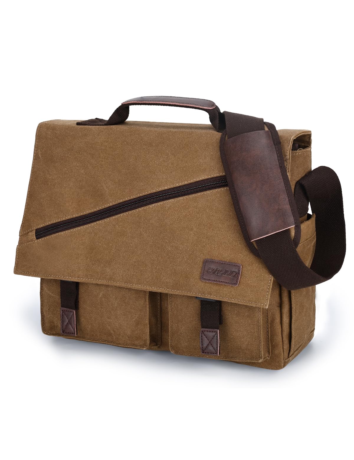 Messenger Bag for Men,Water Resistant Canvas Satchel 14 15.6 17 Inch Laptop Briefcases Business Shoulder Bag by RAVUO