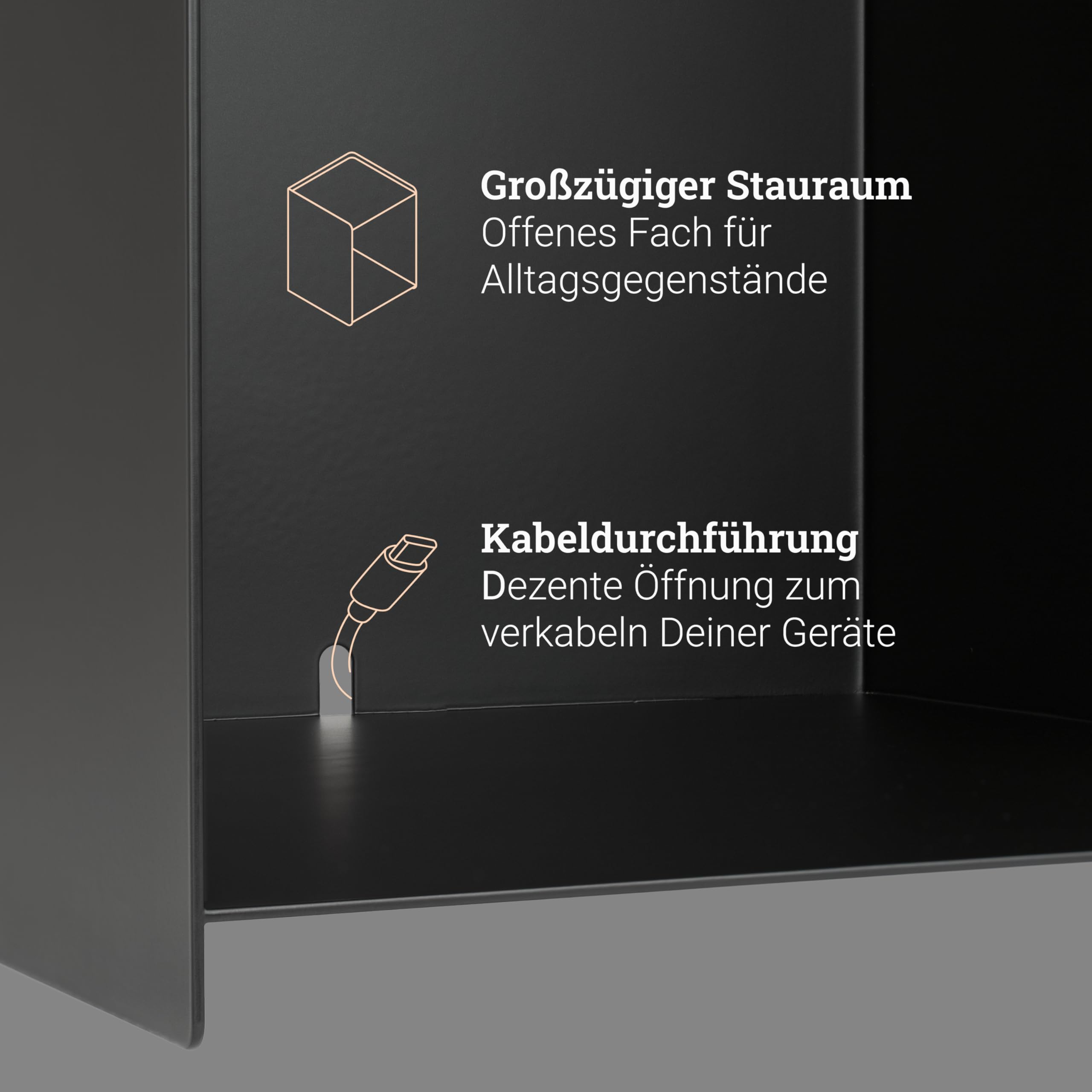 Natural Goods Berlin 1x Nachttisch Cuboid - Kleiner Nachttisch Schwarz, Beistelltisch Metall, Nachtkästchen 33 x 33 x 45 cm, Nachtschrank Schwarz, Nachtkommode, Nachtkasten, Bedside Table, Nightstand