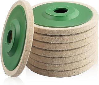 8 Pack 4.5" Premium Wool Felt Polishing Wheel Disc Pad, ZORUNNA Wool Polishing Discs 4 1/2 for Angle Grinder, Buffing Wheels Perfect for Polishing Wood, Metal, Plastic & Ceramics(Bore Dia 7/8")