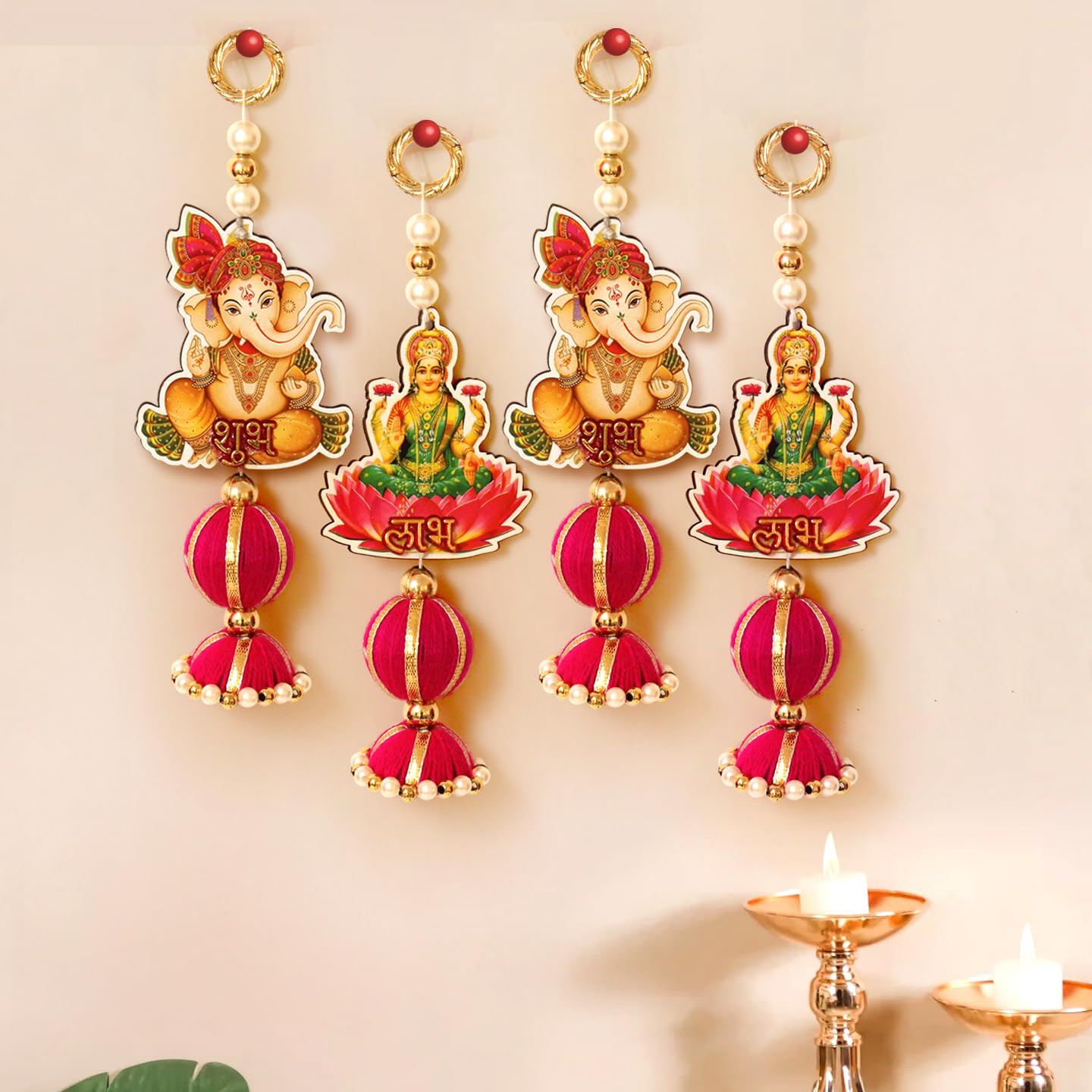 TIED RIBBONS Set of 4 Laxmi Ganesh Wall Hanging Door Latkan Toran with Bells (Multi, 22.8 cm) Diwali Decoration Item for Home Decor Main Door Entrance Pooja Room Home Decor Temple Decorations (B0CJYDWTXL) Amazon Price History, Amazon Price Tracker
