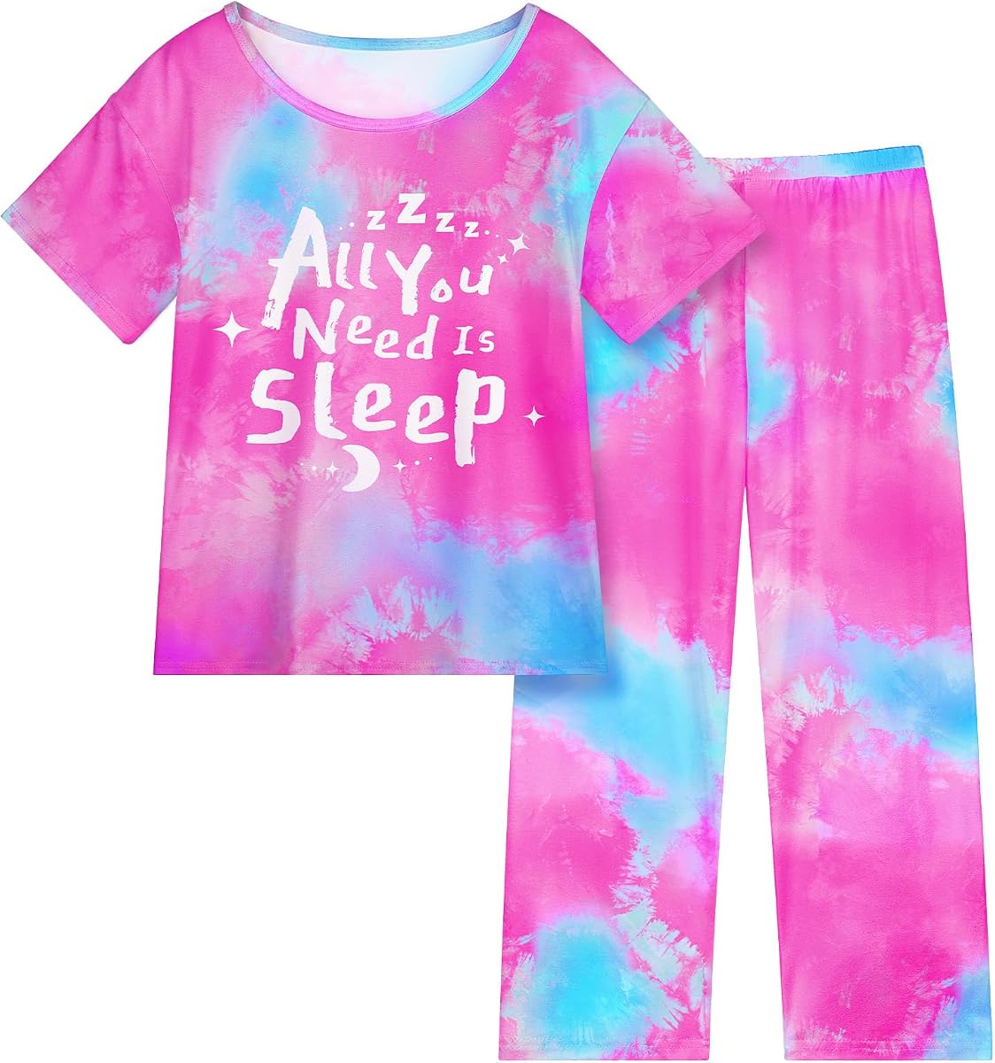 FIOBEE Girls Pajamas Sets 2PCS Summer Pajama Sleepwear Kids Pjs Clothes Short Sleeve for Teen Girl Size 3-14