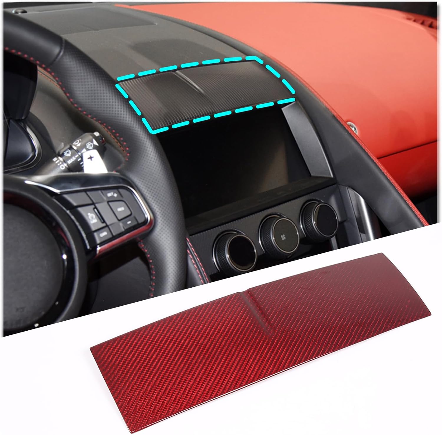 Daeiclru Real Carbon Fiber Center Console Dashboard Cover Trim Compatible with Jaguar F-Type 2013-2022, Car Center Console Panel Trim Interior Accessories (Matt Black)